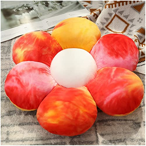 LANFIRE Kissen mit Blumen Bodenkissen Sitzkissen im Innenhof Dekokissen aus Plüsch Sitzkissen (50CM, Rot Gelb)