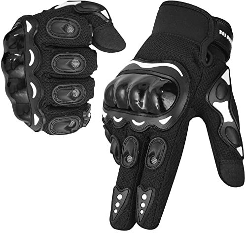 WESTWOOD FOX Motorbike Gloves for Men and Women, Full finger Touchscreen Motorcycle Gloves for BMX MX ATV MTB Riding, Hunting, Climbing, and Outdoor Sports (BLACK, L)