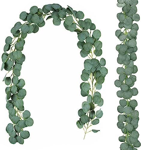 2 Stück Eukalyptus Girlande Künstliche Hängepflanzen, Eukalyptus Grün Blättergirlande Hängen Reben Deko für Hochzeit Vintage tischdeko Home Baddekorationen Party