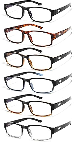 COJWIS 6 Pack Lesebrille für Herren Damen Blaulichtfilter Brillen Anti Blaulicht PC Gaming Modebrille Sehhilfe Lesehilfe (6 Farbe Mischen, 0.50, multiplier_x)