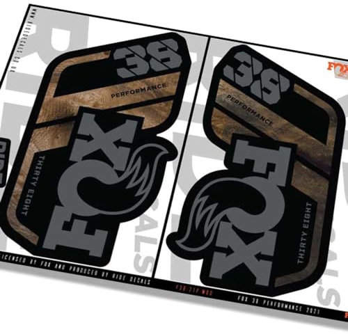 Fox 38 Performance 2021 Autocollants pour fourche – Grain de bois – Licence par Fox Matt