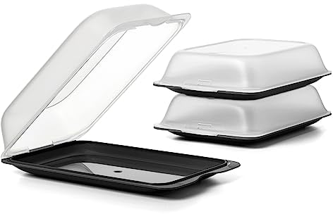 TATAY Aufschnittboxen für Kühlschrank | 3er Set Maxi | Frischhaltedosen mit Deckel, Stapelbar | Geeignet für Gefrierschrank, Mikrowelle und Spülmaschine | BPA-frei, 17x6,2x25,2 cm, Schwarz