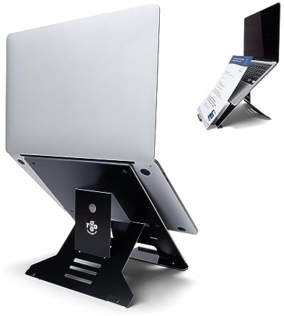 R-GO Riser Document, Laptop Ständer mit Dokumentenhalter, Verstellbarer Laptop Riser Für Büro Oder Zuhause, Ultra-Dünnes Aluminium, Kompatibel für Laptops (10-22 Zoll), Schwarz