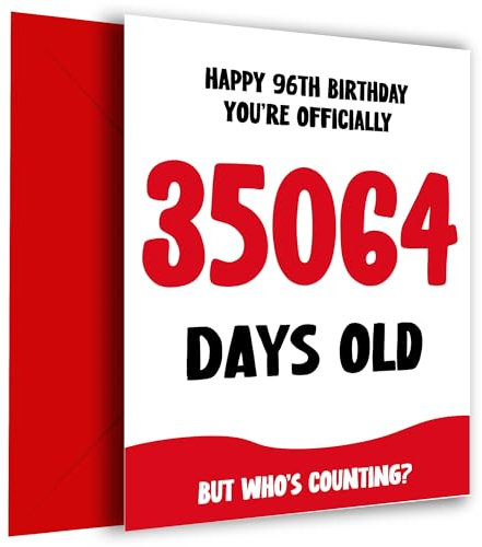 Lustige Geburtstagskarte zum 96. Geburtstag für Männer und Frauen – Offiziell 35064 Tage alt – humorvolle Geburtstagskarte zum 96. Geburtstag, 96 Stück