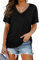 TrendiMax Camiseta de Manga Corta para Mujer Camistas Corte Holgado Cuello de Pico Informal Parte Superior básica