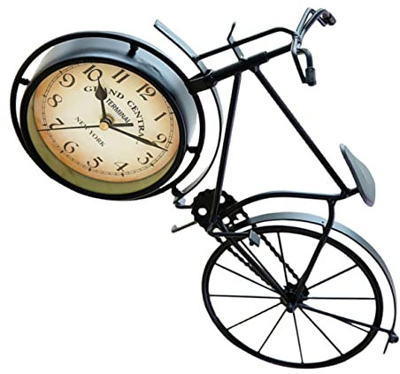 PRETYZOOM Industrielle Fahrrad Tischuhr Metall Vintage Design Leise Uhr Wohnkult Deko Für Büro Und Schreibtisch