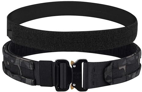 KRYDEX GEAR Taktischer Gürtel mit Schnellverschluss 1,75 Zoll Taktischer Gürtel mit 1,5 Zoll Innengürtel Militär Schwerlast Molle Gürtels Arbeitsgürte Hochleistungsgürtel für Herren (MCBK, S)