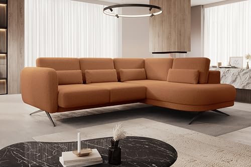 Domohome Ecksofa ILUSIO L Sofa mit elektrisch ausziehbarer Sitzfläche - Elegante Couch - Wohnzimmer Möbel (Rechts, Now Ov Never 54)