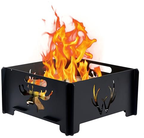 LTSEAME 61 cm große, tragbare quadratische Feuerstelle für den Außenbereich, faltbar, geeignet für Camping, Picknick, Hinterhof, Gartenfeuer und Holzverbrennung im Freien, mit Aufbewahrungstasche