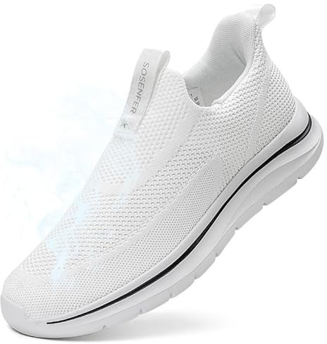 Sosenfer Zapatos de los Hombres Slip On Zapatillas de Deporte Fitness Entrenadores Transpirable sin Cordones Zapatos para Caminar Libre de la Mano de Ocio Slip-On Zapatos para el gimnasio-BAISE-42