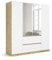Rauch Möbel Nidda, Drehtürenschrank mit 2 Schubladen, 2 Spiegeltüren, Kleiderschrank weiß, Garderobe, 4-türig, grifflos mit Push-to-Open-Funktion, Farbe Weiß/Eiche Artisan, Holz, 181x197x54cm