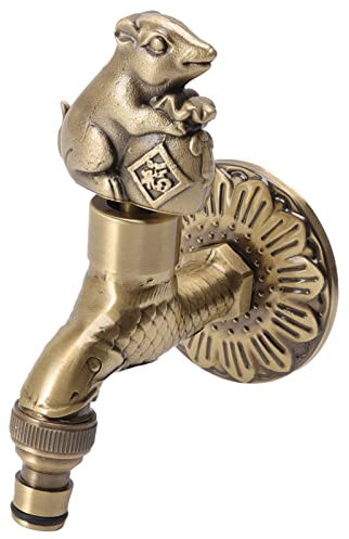 FLEXMAN Rubinetto Antico Intagliato, Rubinetto da Giardino per Esterni Antiruggine in Bronzo Rame Carpa per Giardino, Lavandino del Bagno, Lavandino da Bar, Lavandino da Cucina, La (Scoiattolo)