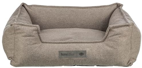 TRIXIE Vital Hundebett Liano 60 x 50 cm in Taupe – eckiges Kuschelbett mit weichem Textilbezug, Hundekorb für mittelgroße Hunde, fest integriertes Kissen, Rutschfester Boden - waschbar – 37740