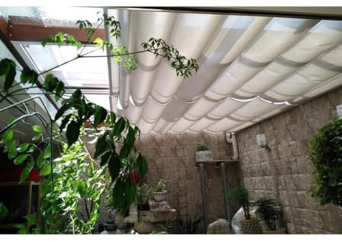 Rygcrud Voile Rétractable Voile Pare-Soleil, Couverture D'ombrage pour Pergola De Patio - Perméable À l'eau, Auvent De Toit Rétractable Store À Vagues Protection Solaire pour La Terrasse(1.5x6m)