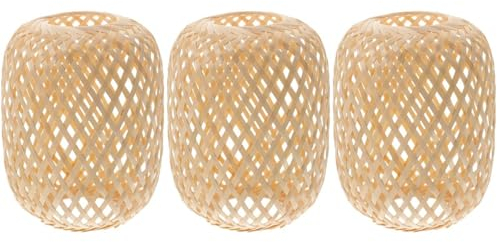 Housoutil Geflochtener Bambus-Lampenschirm 3 Stück - Rustikaler Rattan-Lampenschirm Für Pendelleuchte, Tischlampe, Stehlampe, Wandlampe Und Kleine Lampe