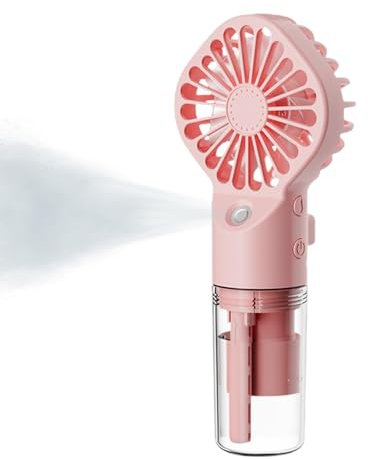 Huayeex Tragbarer Handventilator Mit Wassernebel, Ventilator kleins Mit Wasser, Nebelventilator Hand, Wasserventilator Mit 4 Geschwindigkeiten, USB Handsprühventilator, Für Büro, Reise Und Camping