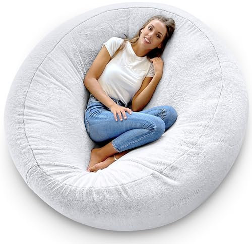 Aiire Puff Gigante Moderno 150 cm - Modelos de Puf Salon XXL con Relleno Incluido para Gamer o Decoracion Habitacion Adolescente - Bean Bag Chair Infantil o Cojin de Suelo Grande Gris Claro