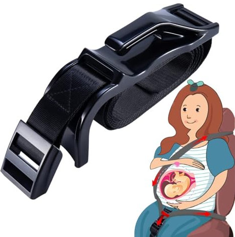 ThreeDokke Cinturón de Seguridad Universal para Embarazadas Adaptador, Cinturón de Seguridad Ajustable para Embarazadas, Protección para el Abdomen, Cómodo y Seguro,Negro