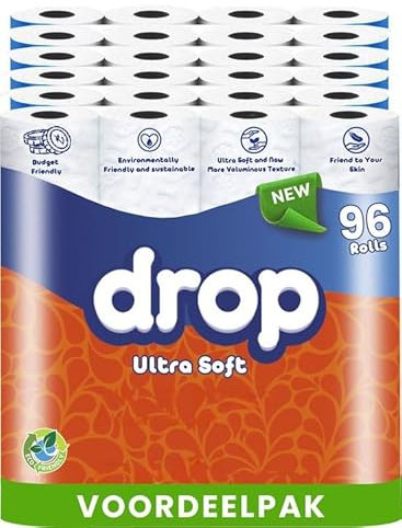 Drop Papier toilette ultra doux - 96 rouleaux de papier toilette - 2 couches