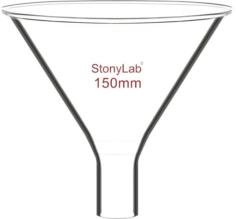 stonylab Vidrio Embudo de Polvo, Pared Pesada Powder Funnel Vidrio de Borosilicato Embudo de Tallo Corto con 150 mm de Diámetro Superior y 26 mm de Longitud de Vástago