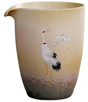 CWCWC Tasse en céramique Japonaise, Motif de Grue Chinoise, Tasse à thé en céramique, théière Vintage modifiée au Four à thé Kung Fu(Yellow)