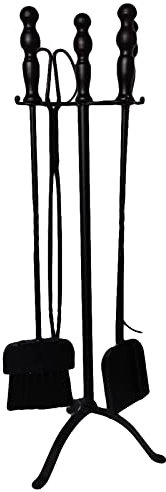 Ensemble D'Outils pour Foyer Extérieur Et Intérieur 5 Pièces, Outils De Foyer en Fer Forgé Robuste Et Antique avec Support, Tisonnier, Brosse, Pelle, Pince