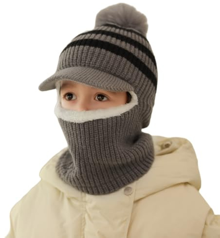 TAGVO Kinder Winter Thermo Sturmhaube, Multifunktionale Winddichte Warm Fleece Wintermütze, Schlupfmütze Wollmütze Strickmütze mit Halswärmer für Jungen Mädchen 1-5 Jahre