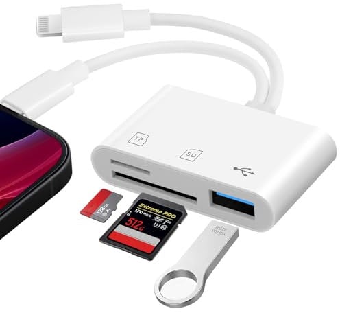 Flintronic Lettore di Schede SD, 3 in 1 Adattatore Scheda SD per Phone, SD Card Reader per PC USB C, SD e TF, MicroSD, Lettore di Schede di Memoria per iPhone/iPad/Android/Fotocamera