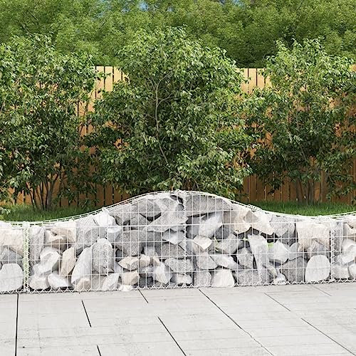 Myheimly Gabionen mit Hochbogen 3 STK. 200x30x40/60cm Verzinktes Eisen