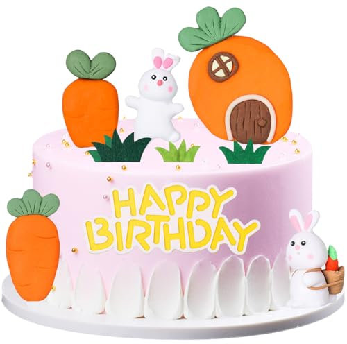 Ostern Kuchen Dekoration, 9 Stück Osterhasen-Kuchendekoration, Osterkarotte, Häschen Osterdeko, Kaninchen Figuren, Kuchendekoration, Hase Deko Torte für Babyparty Kinder Geburtstag