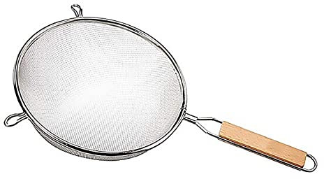 CTCOIJRN Tamiz de Malla Fina for Alimentos, colador de Acero Inoxidable 304 con Mango de Madera for freír Jugo, arroz, Vegetales, Frutas, Leche de Soja