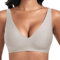 Jiuday Tiefer V Push Up BH ohne Bügel for Damen Bequemer BH für Große Brüste Starker Halt Seamless Soft Bra Bügelloser Gepolstert Nahtloser Glatter Bralette (Hellgrau,L)
