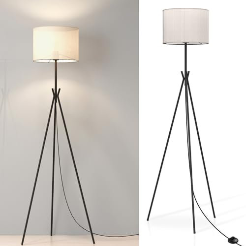 EMKE Stehlampe Wohnzimmer Stehleuchte Schwarz, E27 Standleuchte LED Retro Leselampe Floor Lamp Stehlampe Schlafzimmer Outdoor Stehlampen Bogenlampe