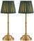 VISDANFO LED Tischlampe Kabellos 2er Set, Dimmbare Vintage Nachttischlampe, Retro Tischlampe Akku, 4000mAh Batteriebetrieben, Geeignet Für Innen, Outdoor, Bar, Wohnzimmer (Gold + Grün Lampenschirm)