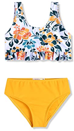 Arshiner Filles D'été Bikini À Volants Tankini Mode Bustier Bikini Slip 2 Pièces Tankini Ensembles Maillot Bain Enfants Maillot Plage Bain Surf 13-14 Ans