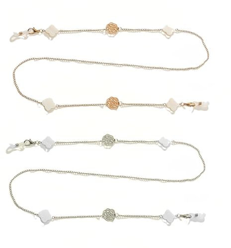 OHREN Chaîne de Lunettes (2 pièces), Cordon pour Lunettes Femme, Chaîne pour Lunettes de Soleil et de Lecture, Support pour Masque Facial, Chaîne Originale avec Perles, pour Femmes et Hommes