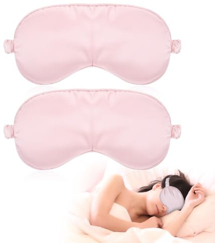 Molain 2 Stück Seidene Schlafmaske, Seide Augenmaske Weiche Augenbinde Schlafen Lichtblockierend Schlafmaske Herren Seide für Pause, Reise oder Ruhige Einschlafen Damen Und Herren (Rosa)