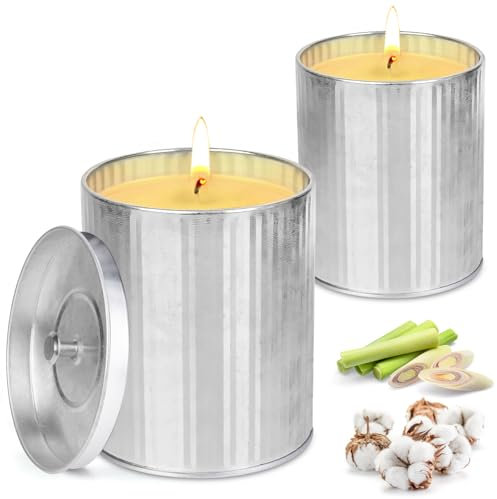 Citronella Kerze Outdoor mit Deckel, aus Sojawachs und Zitronenöl, 100-120Std Brenndauer, Zitronella Kerze Set für Garten, Camping, Grillen und Urlaub, Sommergeschenk