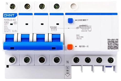 JBGBAL Disjoncteur à Courant résiduel NXBLE-63 4P 40A 63A RCBO(40A)
