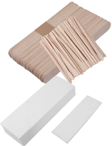 DEARMAMY 400 Pièces Kit de Bandes de Cire et Bâtonnets Épilation pour Épilation Corps Bandes Blanches Bâtonnets Applicateurs