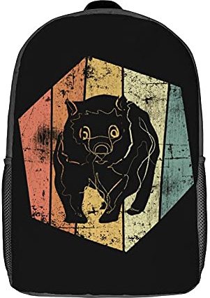 Klassischen Schule Rucksack Retro Wombat Rucksäcke Multifunktion Rucksack Für Geschenk, Reisen, Freizeit, 42X32X14Cm