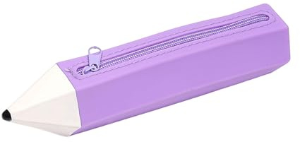 CeaBulo Silikon-Stifttasche, weiche Bleistift-Organizer, Bleistift-Form, Federmäppchen für Radiergummis, Marker, Scheren, Aufbewahrungstasche, Stiftform, Silikonbeutel, violett