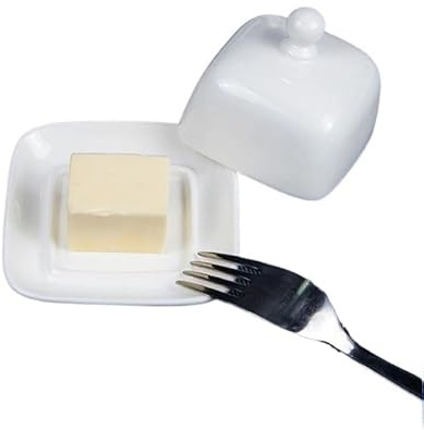 Butterdose,Butterdose Edelstahl Keramik Butter Aufbewahrungsbox Käse Frischhaltebox mit Deckel Kuchen Obstschale Restaurant Hotel Küche Schale(A)