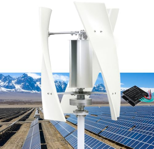 HUIZHITENGDA 5000W Vertikaler Windturbinen-Generator-Kit, 220V 48V 24V 12V Geräuschloses Windrad Windkraftgenerator-Kit mit Controller & 3 Blättern für Zuhause/Boot/Bauernhof,12v