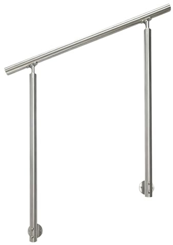 FINEUNAN V2A Edelstahl Geländer für Seitliche Montage - Treppengeländer Ohne Querstreben für Treppen Brüstung Balkon - Innen und Außen Handlauf Geländer Treppengeländer (200CM, Ohne Querstreben)