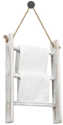 Wooden Blanket Ladder - 3-Tier Bathroom Towel Rack, Farmhouse Decor Ladder, Durable Wood Organizer | Mini Tea Towel Ladders For Bathroom Kitchen Blanket Display Storage Shelf Holder Hand Towels