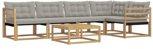 vidaXL Outdoor-Sofagarnitur 6 pcs Weiß und Hellgrau 79 x 79 x 37 cm, Garten-Sofa, modernes Outdoor-Sofa, langlebige Terrasse, Chill-Lounge, stilvolle Komfort-Einheit zum Entspannen