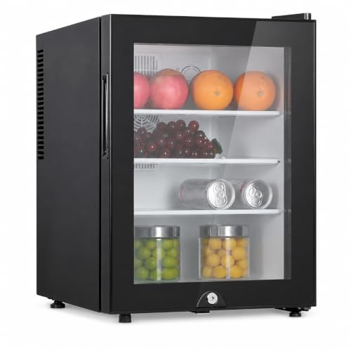 30L Table Top Mini Freezer, Glass Door And Lock, Black | 28 dB Quiet Operation, Compact 400 x 398 x 480 mm Design, Approx. 1 kWh Every 3 Days