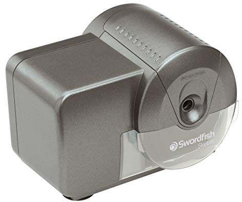 Swordfish ‘Sketch’ Electric Pencil Sharpener with Replaceable Helical Blade and Auto Stop Function [40050], grey, 8 mm