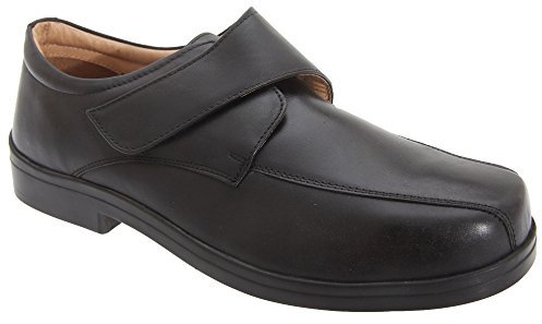 Roamers Mens Black Extra Wide Fitting Leather Moccasin Shoes Uk 9